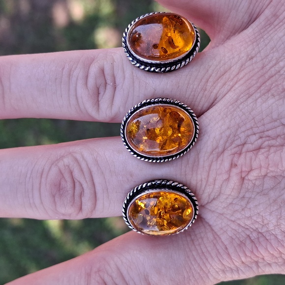 New Amber Knuckles Double 925 Silver Ring. - Picture 3 of 15
